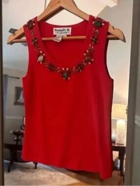 Joseph A Sweater Small Ribbed Sleeveless Beaded